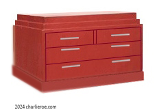 new Paul Frankl Art Deco Skyscraper style bedroom low chest of drawers or sideboard in red painted finish