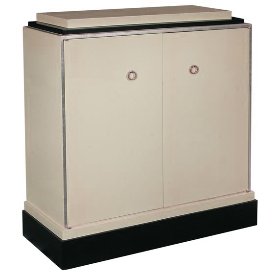 New Art Deco Paul Frankl Skyscraper style black painted 2 door sideboard