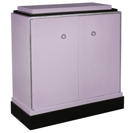 New Art Deco Paul Frankl Skyscraper style black painted 2 door sideboard