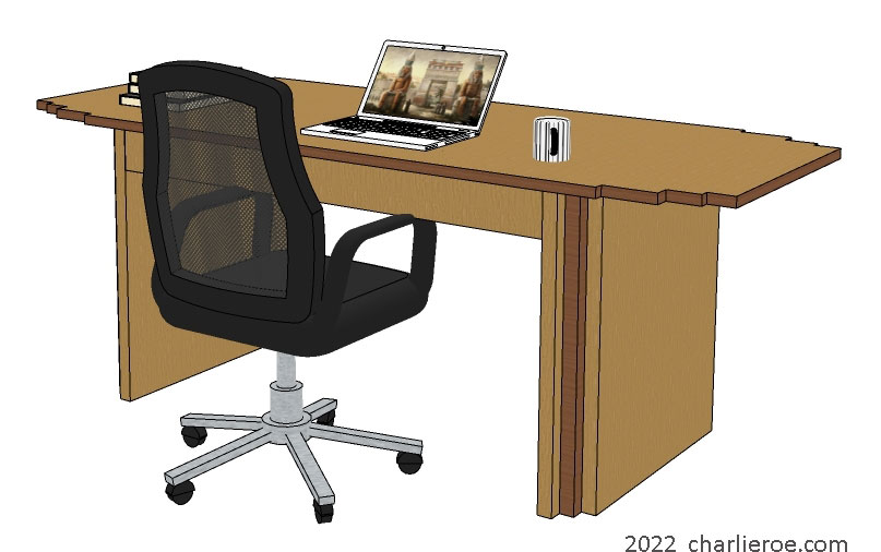 New Art Deco Paul Frankl Skyscraper style wood & lacquered painted stepped home office desk