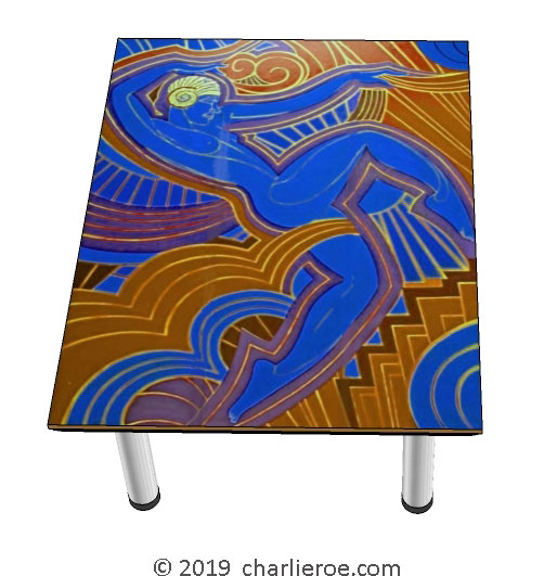 New Art Deco coffee table with a painted Josephine Baker Cubist design table top