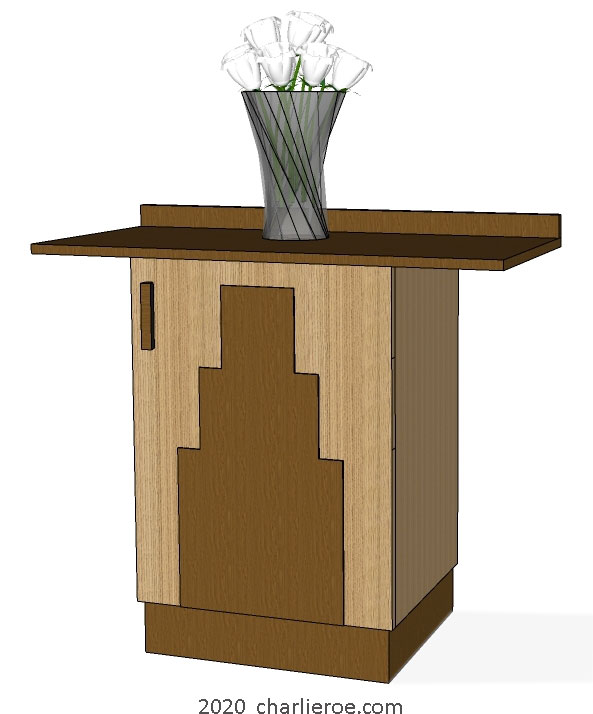 new Art Deco stepped Skyscraper style 1 door console side table storage cupboard