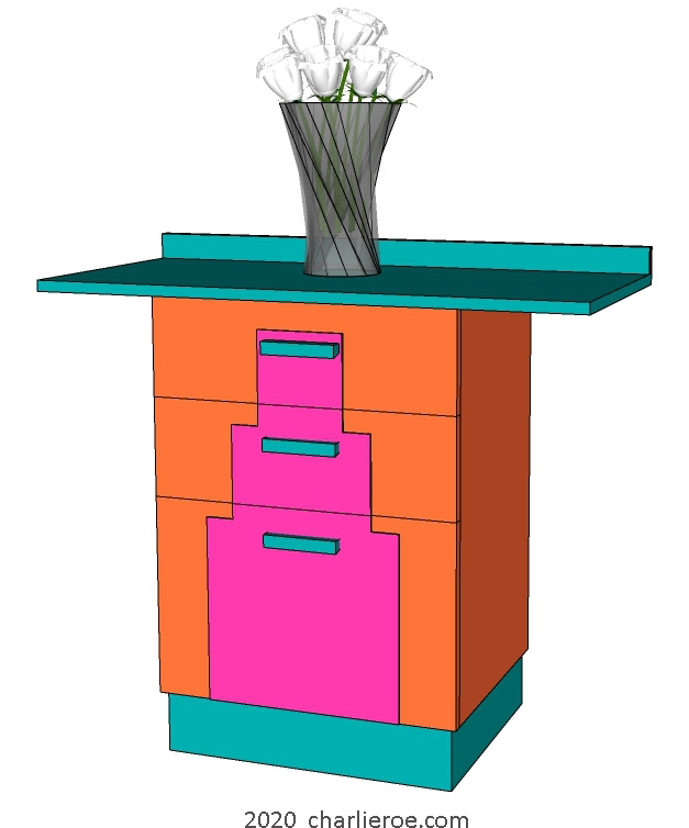 new Art Deco stepped Skyscraper style 3 drawer console side table storage cupboard