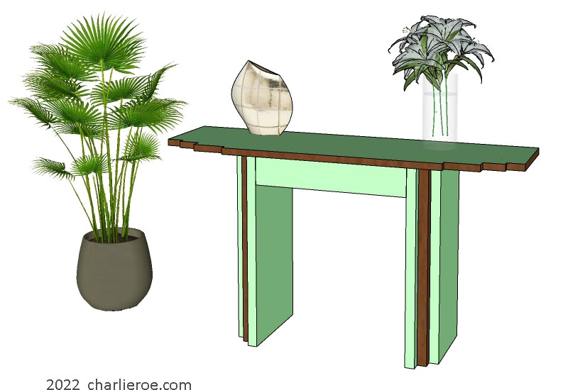 new Art Deco stepped painted lacquered console side table