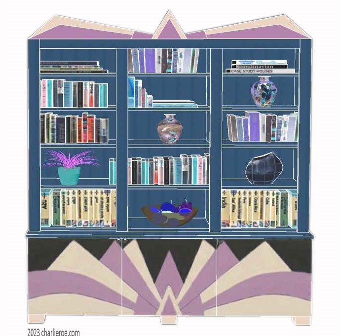 new Art Deco wall hung console table with Cubist style fan shaped painted lacquered design with matching style fan shaped wall mirror
