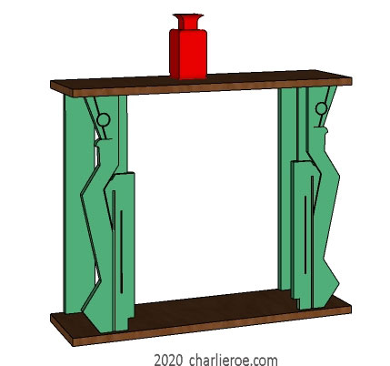 new Joseph Csaky Art Deco Cubist design console table in painted finish