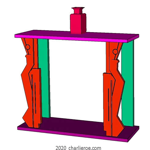 new Joseph Csaky Art Deco Cubist design console table in painted finish