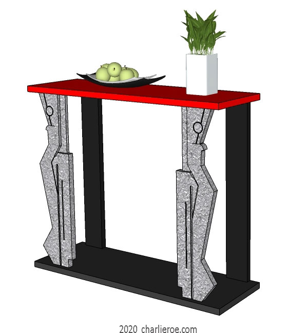 new Joseph Csaky Art Deco Cubist design console table in painted finish
