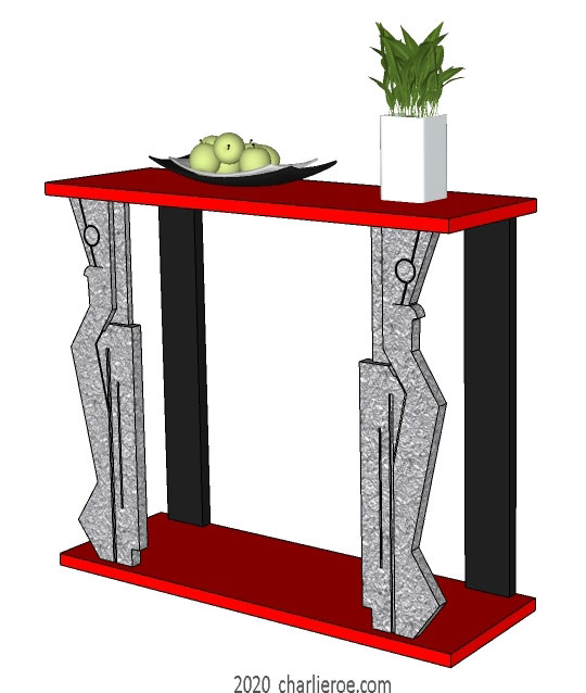 new Joseph Csaky Art Deco Cubist design console table in painted finish