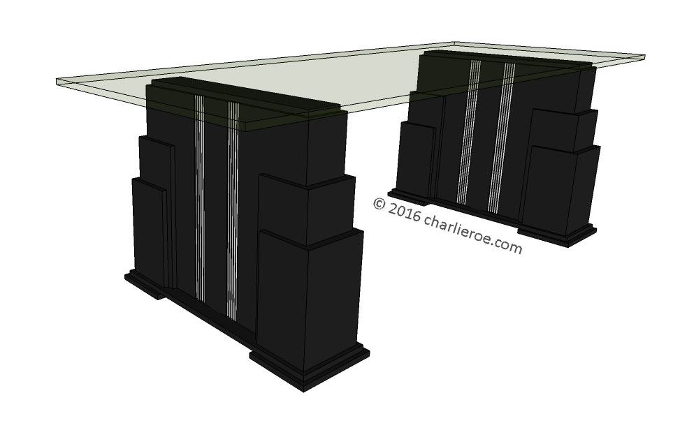 new Art Deco 'Skyscraper' style stepped dining table with glass top