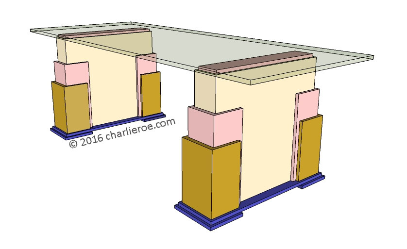 new Art Deco 'Skyscraper' style stepped dining table with glass top