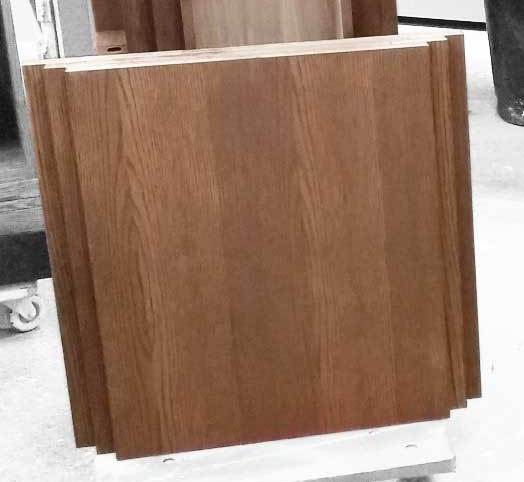 New Art Deco table stepped table support in a wood stained finish
