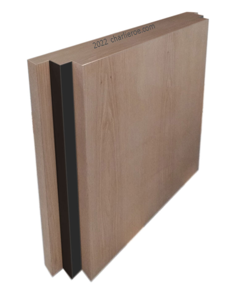 New Art Deco table stepped table support in a wood stained finish, with a vertical step painted for contrast