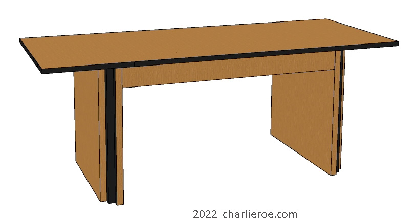 New Art Deco dining table with stepped top and table supports in wood finishd