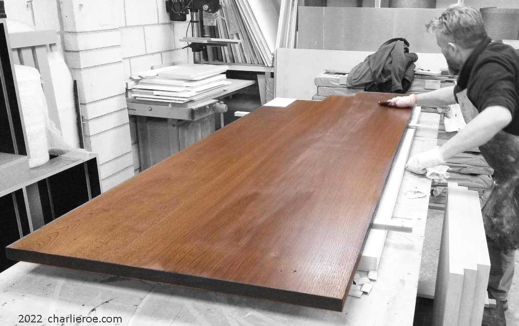 New Art Deco table top, with stepped top being stained