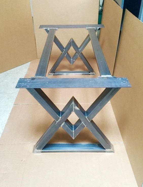 New Art Deco steel Cubist base dining table base frame