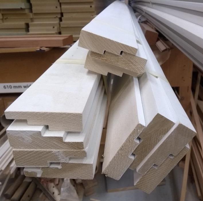 New Art Deco stepped skirting board joinery & interior woodwork primed ready for painting