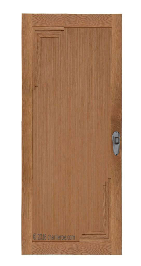 New Art Deco stepped skirting base board architrave joinery & interior woodwork stored flat in living room, shows matching grain plugs as well