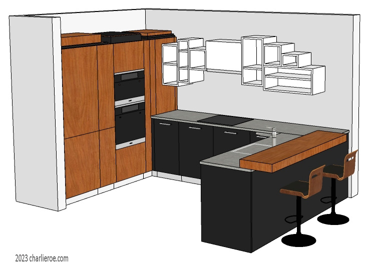 New Art Deco Paul Frankl Skyscraper style fitted kitchen designs in lacquered finishes