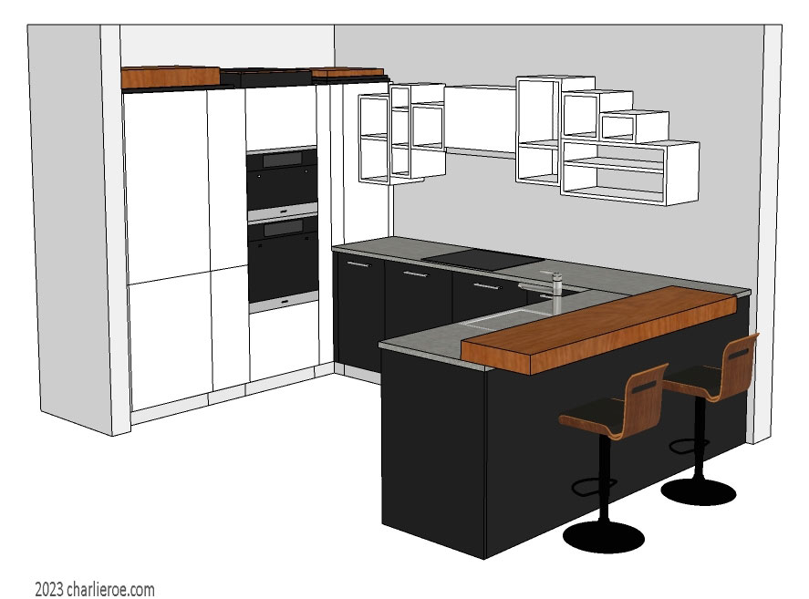 New Art Deco Paul Frankl Skyscraper style fitted kitchen designs in lacquered finishes