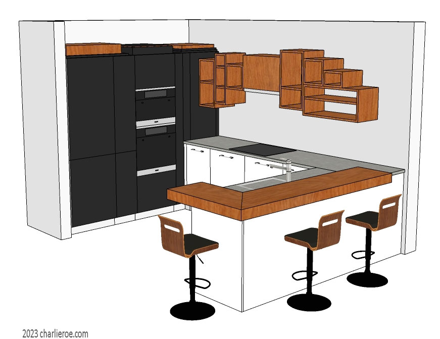 New Art Deco Paul Frankl Skyscraper style fitted kitchen designs in lacquered finishes