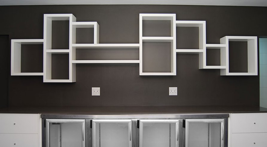 New Art Deco stepped Skyscraper style fitted kitchen wall units cupboards