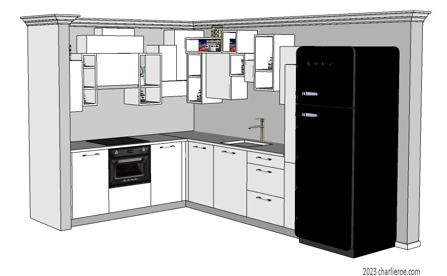 New Art Deco Paul Frankl Skyscraper style fitted kitchen designs in lacquered finishes