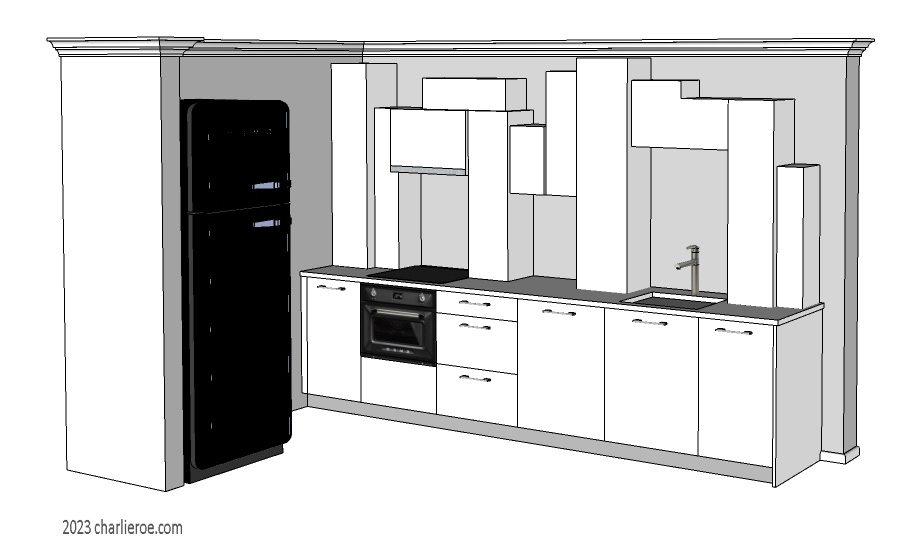 New Art Deco Paul Frankl Skyscraper style fitted kitchen designs in lacquered finishes