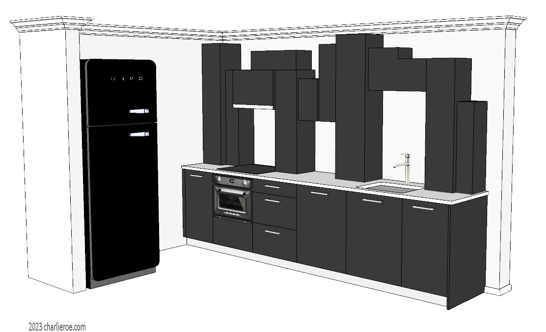New Art Deco Paul Frankl Skyscraper style fitted kitchen designs in lacquered finishes