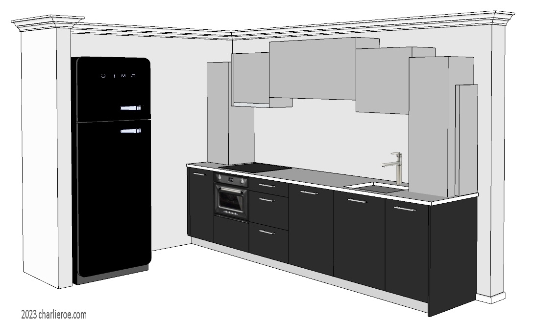 New Art Deco stepped Skyscraper style fitted kitchen wall units
