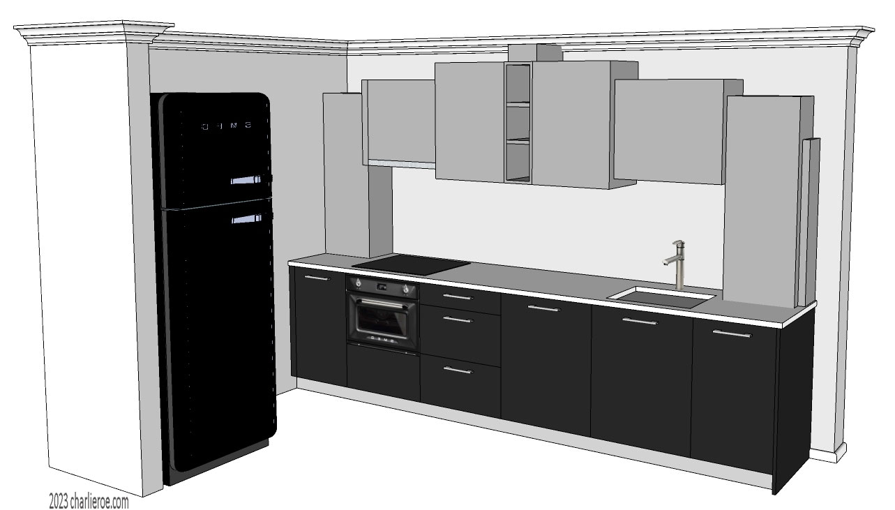 New Art Deco stepped Skyscraper style fitted kitchen wall units