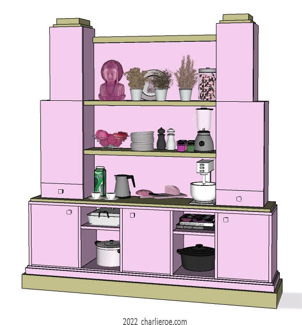 new Art Deco Skyscraper style stepped painted kitchen dresser