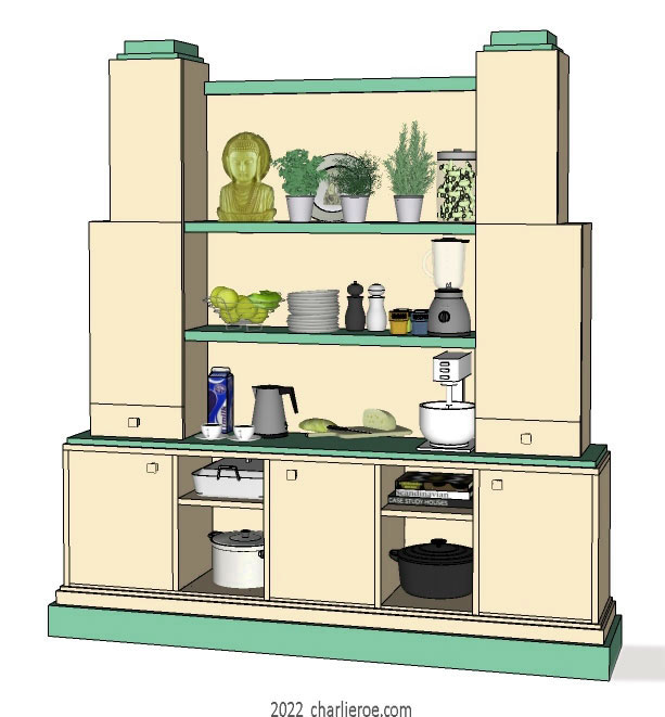 new Art Deco Skyscraper style stepped painted kitchen dresser