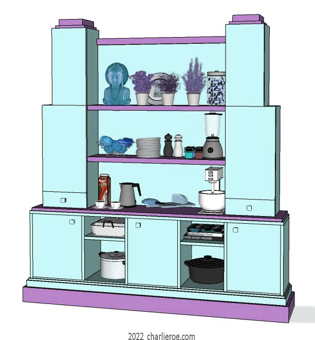 new Art Deco Skyscraper style stepped painted kitchen dresser
