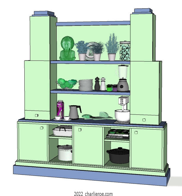 new Art Deco Skyscraper style stepped painted kitchen dresser