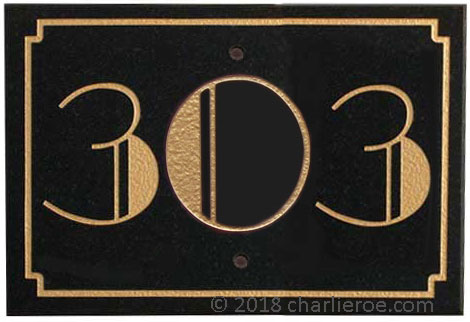 Art Deco House special house sign with 3 numerals numbers