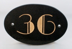 oval Art Deco House numbers & name signs - type 1 sign