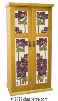 new Jugendstil Art Nouveau double wardrobe with painted Jugendstil designs on the door panels