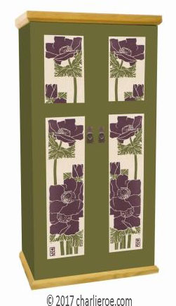 new Jugendstil Art Nouveau double wardrobe with painted Jugendstil designs on the door panels