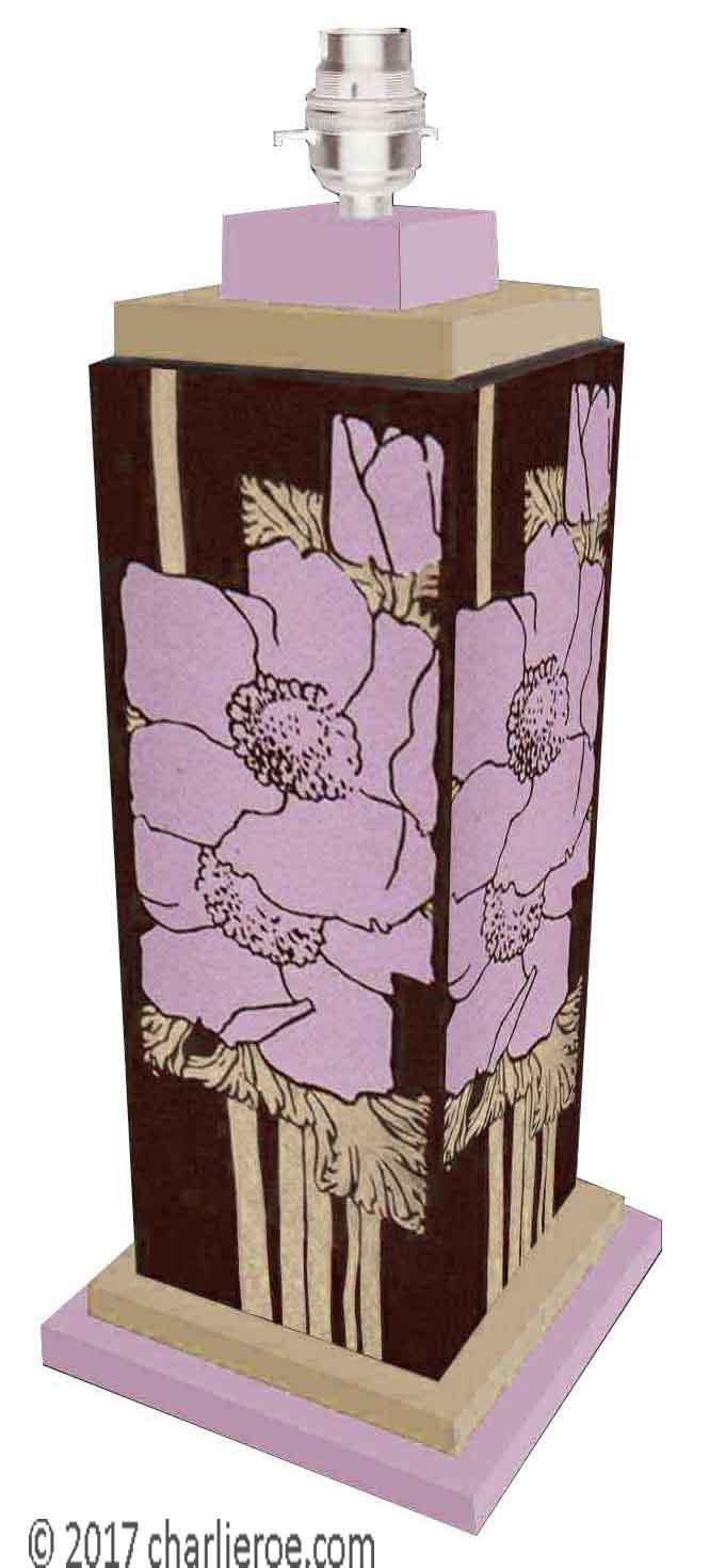 new Art Nouveau Jugendstil hand painted table lamp