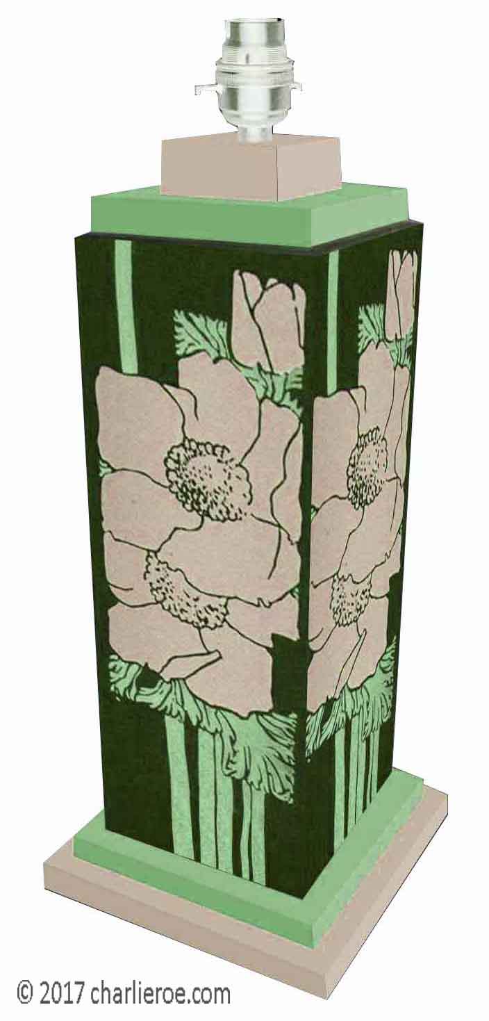 new Art Nouveau Jugendstil hand painted table lamp