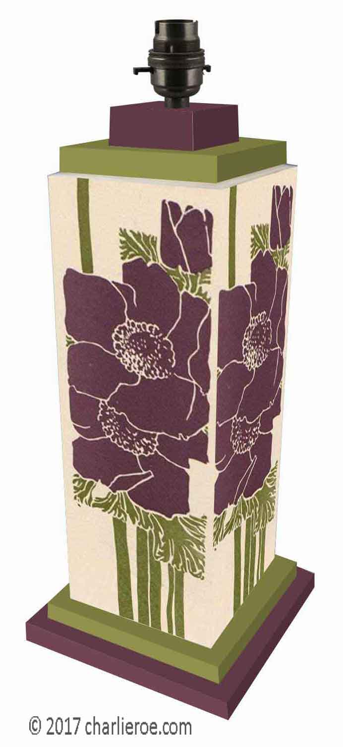 new Art Nouveau Jugendstil hand painted table lamp