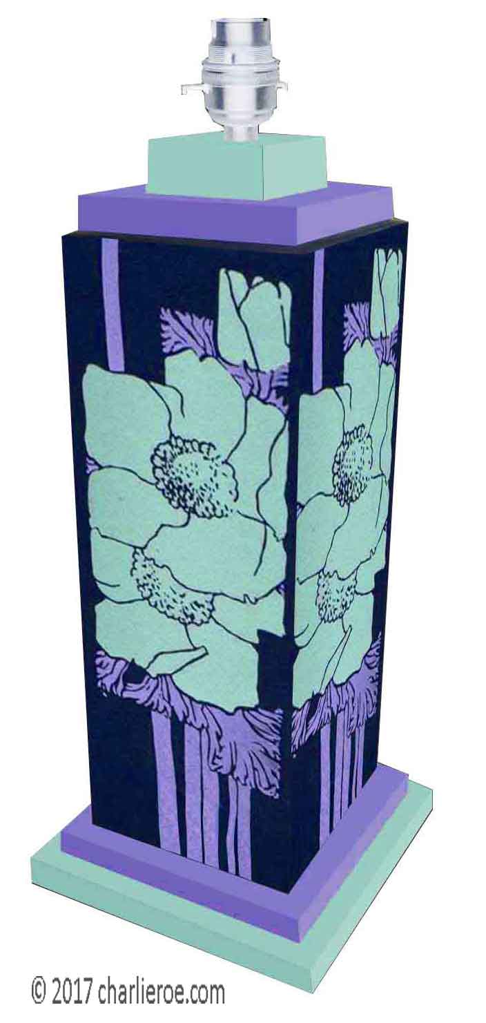 new Art Nouveau Jugendstil hand painted table lamp