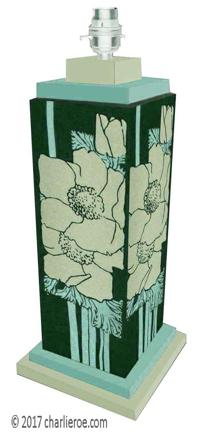 new Art Nouveau Jugendstil hand painted table lamp