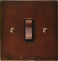 Arts & Crafts Movement style hammered antique copper 2 way rocker switch