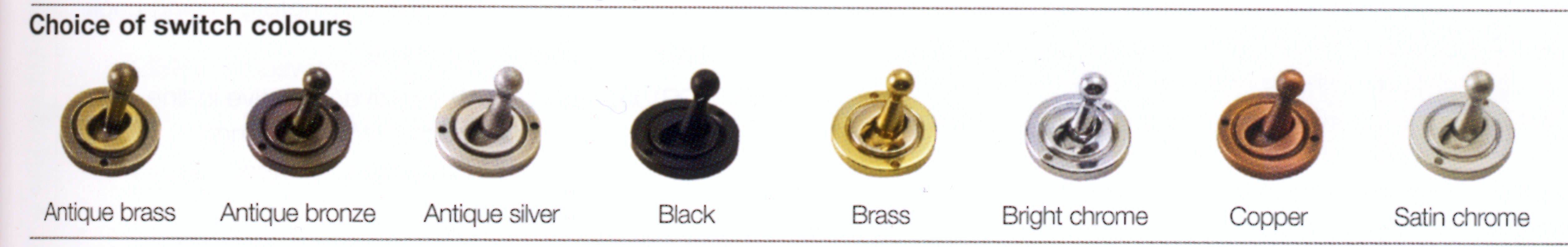 Arts & Crafts Movement finishes available for dolly switches