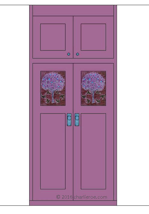 CFA Voysey Arts & Crafts Movement style painted bedroom 2 door built-in wardrobe