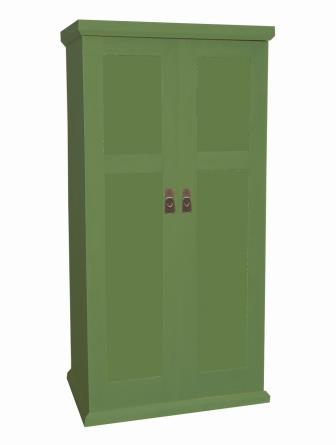CFA Voysey Arts & Crafts Movement style green painted bedroom 2 door wardrobe