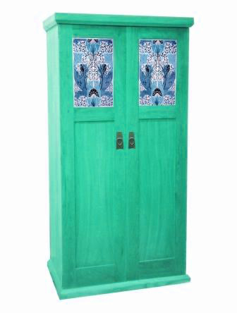 CFA Voysey Arts & Crafts Movement style painted bedroom 2 door wardrobe