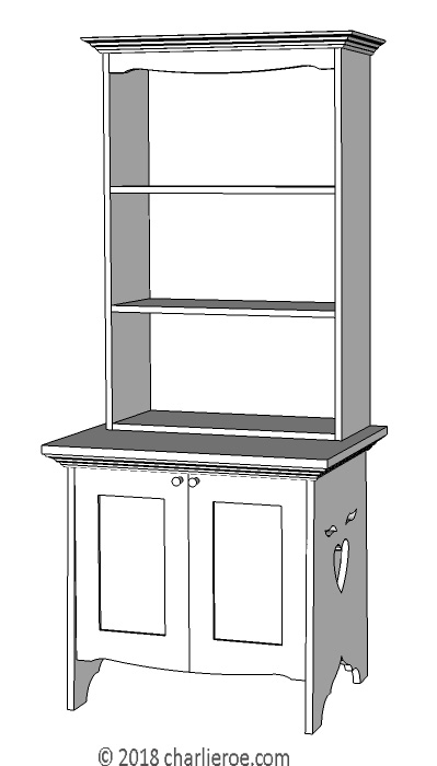 new C F A Voysey Oak Arts & Crafts Movement white painted bookcase